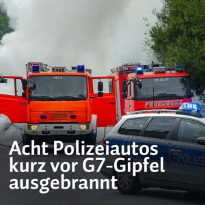 Aurz vor dem G7-Gipfel in Bayern sind in München acht Polizeiautos in Flammen aufgegangen.